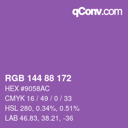 Color code: RGB 144 88 172 | qconv.com