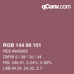 カラーコード: RGB 144 89 101 | qconv.com