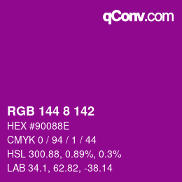 カラーコード: RGB 144 8 142 | qconv.com