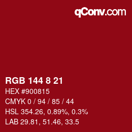 Color code: RGB 144 8 21 | qconv.com