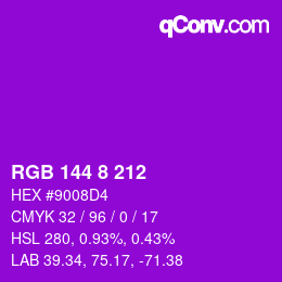 Color code: RGB 144 8 212 | qconv.com