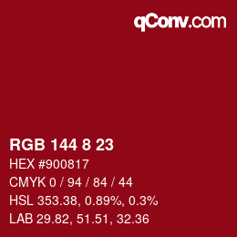 カラーコード: RGB 144 8 23 | qconv.com
