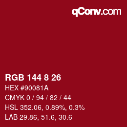 Color code: RGB 144 8 26 | qconv.com