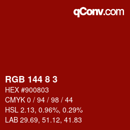 カラーコード: RGB 144 8 3 | qconv.com
