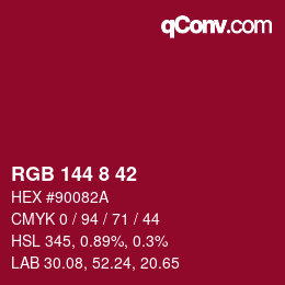 カラーコード: RGB 144 8 42 | qconv.com