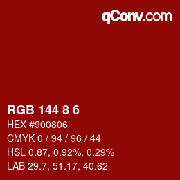 カラーコード: RGB 144 8 6 | qconv.com