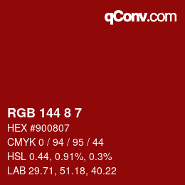 カラーコード: RGB 144 8 7 | qconv.com