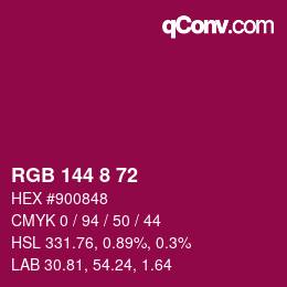 カラーコード: RGB 144 8 72 | qconv.com