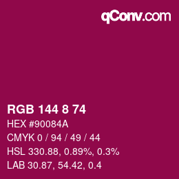 カラーコード: RGB 144 8 74 | qconv.com