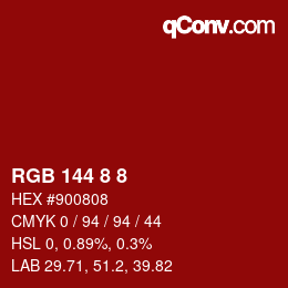 カラーコード: RGB 144 8 8 | qconv.com