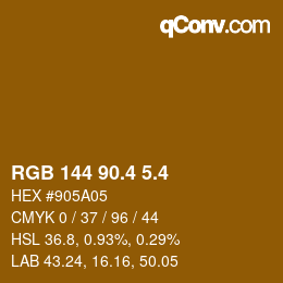 カラーコード: RGB 144 90.4 5.4 | qconv.com