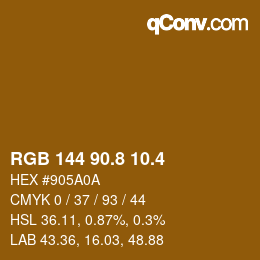 カラーコード: RGB 144 90.8 10.4 | qconv.com