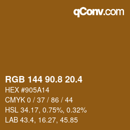 カラーコード: RGB 144 90.8 20.4 | qconv.com
