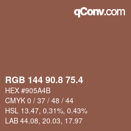 カラーコード: RGB 144 90.8 75.4 | qconv.com