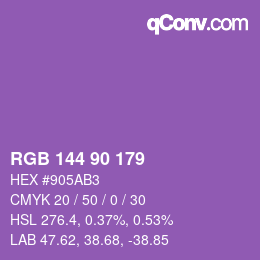 Color code: RGB 144 90 179 | qconv.com