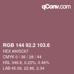 カラーコード: RGB 144 92.2 103.6 | qconv.com