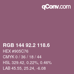 カラーコード: RGB 144 92.2 118.6 | qconv.com