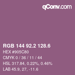 カラーコード: RGB 144 92.2 128.6 | qconv.com