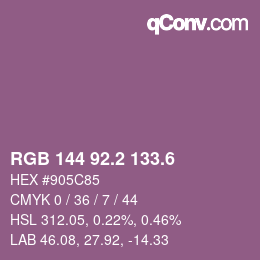 カラーコード: RGB 144 92.2 133.6 | qconv.com