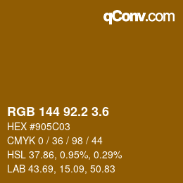 カラーコード: RGB 144 92.2 3.6 | qconv.com