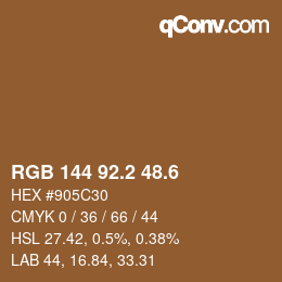 カラーコード: RGB 144 92.2 48.6 | qconv.com