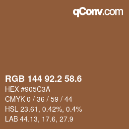 カラーコード: RGB 144 92.2 58.6 | qconv.com