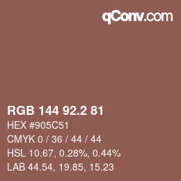 カラーコード: RGB 144 92.2 81 | qconv.com