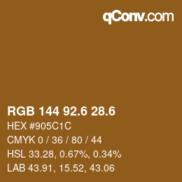 カラーコード: RGB 144 92.6 28.6 | qconv.com