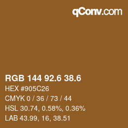 カラーコード: RGB 144 92.6 38.6 | qconv.com