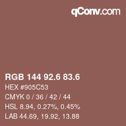 カラーコード: RGB 144 92.6 83.6 | qconv.com