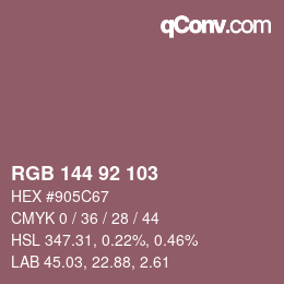 颜色代码: RGB 144 92 103 | qconv.com