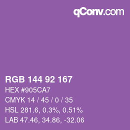 カラーコード: RGB 144 92 167 | qconv.com