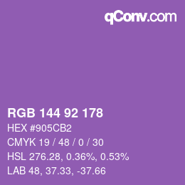 颜色代码: RGB 144 92 178 | qconv.com