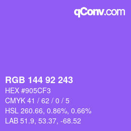 カラーコード: RGB 144 92 243 | qconv.com