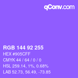 カラーコード: RGB 144 92 255 | qconv.com