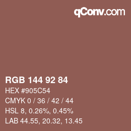 カラーコード: RGB 144 92 84 | qconv.com
