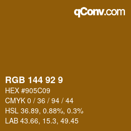 颜色代码: RGB 144 92 9 | qconv.com