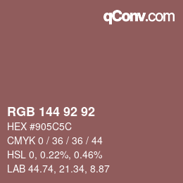 颜色代码: RGB 144 92 92 | qconv.com