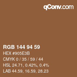 カラーコード: RGB 144 94 59 | qconv.com