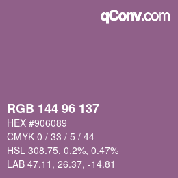 Color code: RGB 144 96 137 | qconv.com