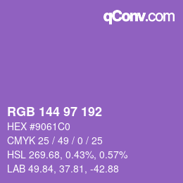カラーコード: RGB 144 97 192 | qconv.com