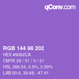 Color code: RGB 144 98 202 | qconv.com
