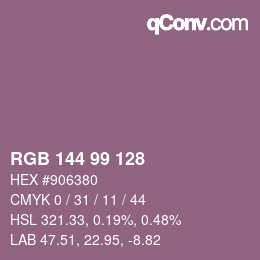 Color code: RGB 144 99 128 | qconv.com