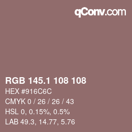 カラーコード: RGB 145.1 108 108 | qconv.com