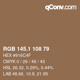 Color code: RGB 145.1 108 79 | qconv.com
