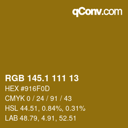 カラーコード: RGB 145.1 111 13 | qconv.com