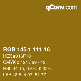 カラーコード: RGB 145.1 111 16 | qconv.com