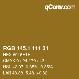 カラーコード: RGB 145.1 111 31 | qconv.com