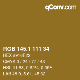 カラーコード: RGB 145.1 111 34 | qconv.com