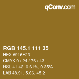 カラーコード: RGB 145.1 111 35 | qconv.com